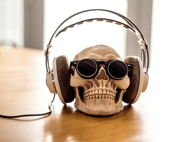 Skull With Over Ear Headphones