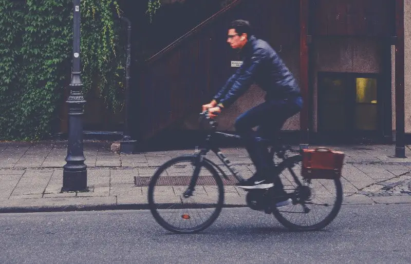 Cyclist with headphones