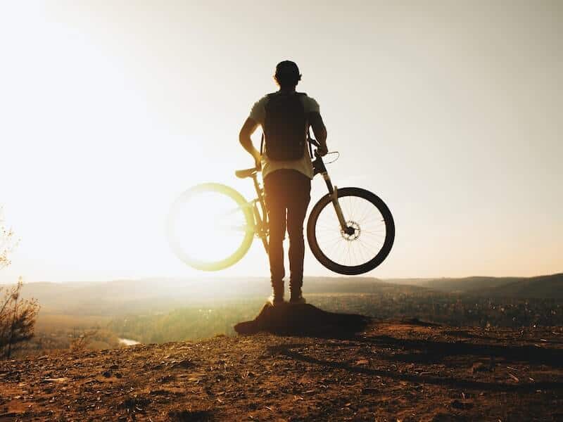 MTB Rider With Sunset View