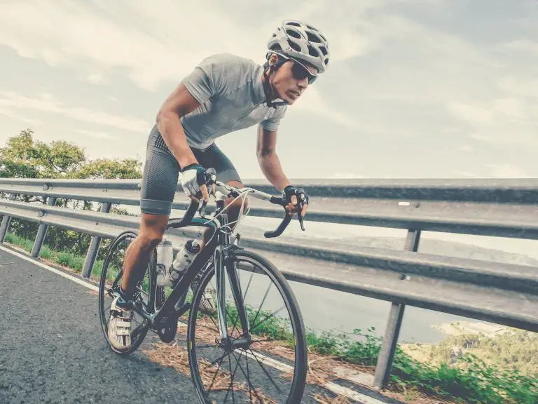Cyclist exerting maximum effort on FTP Test