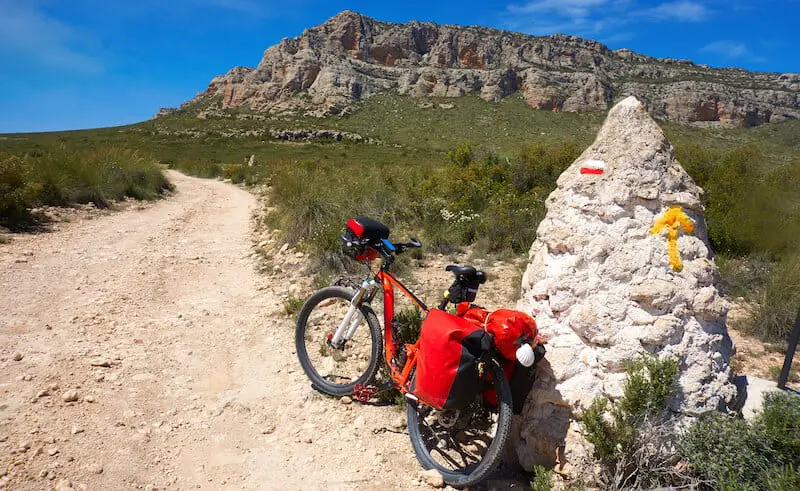 Bike With Red Panniers For Touring