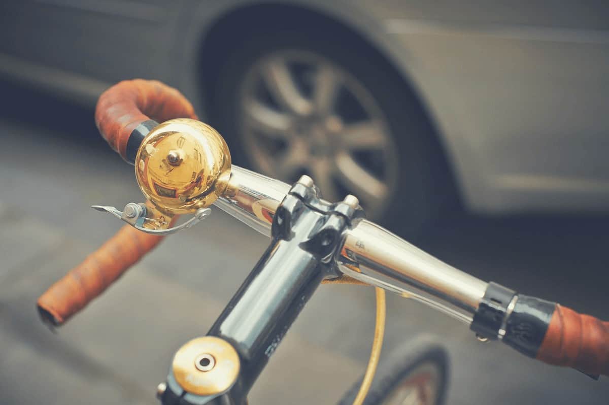 Golden Bike Bell On Handlebars