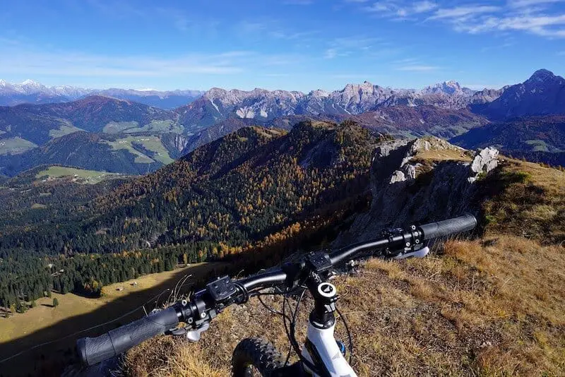 MTB Handlebar overlooking mountain