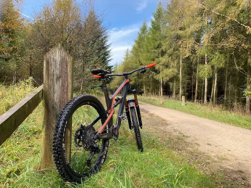 Black And Red MTB leaning on fence