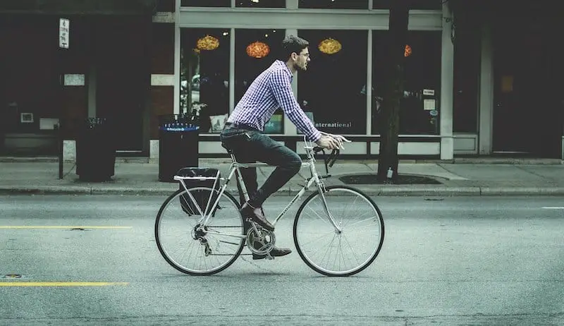 Man Riding A Bike to work