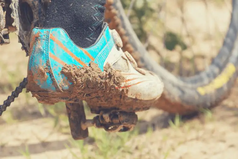 Cycle Touring Shoes Covered In Mud