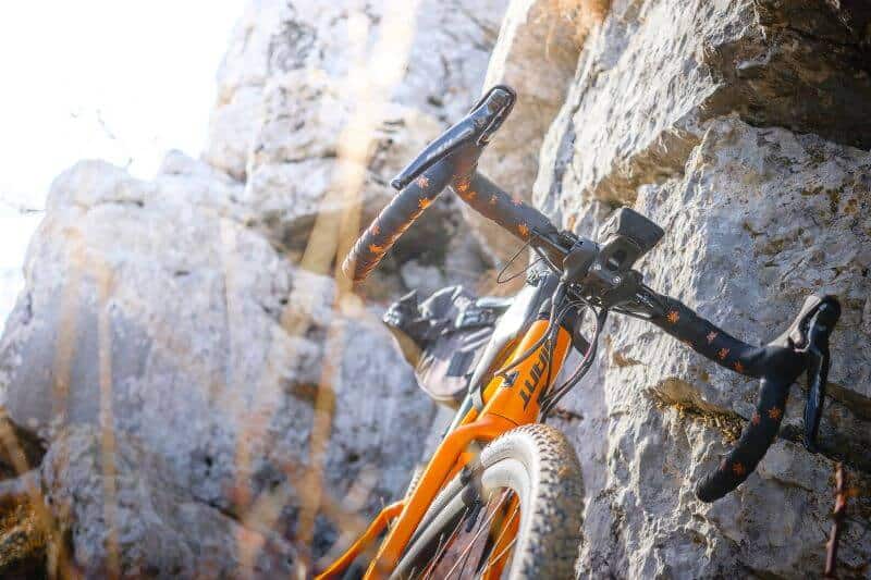 Orange gravel bike handlebars