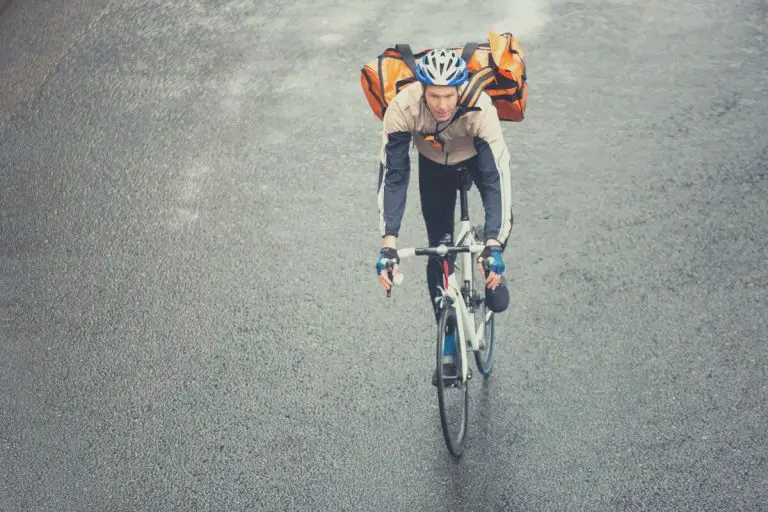 Commuting Cyclist With Backpack