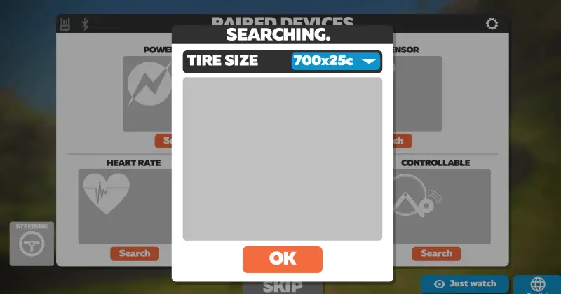 Zwift Tire Size selection