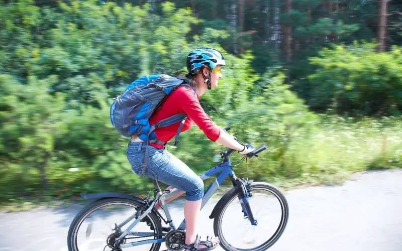 Cyclist with a backpack
