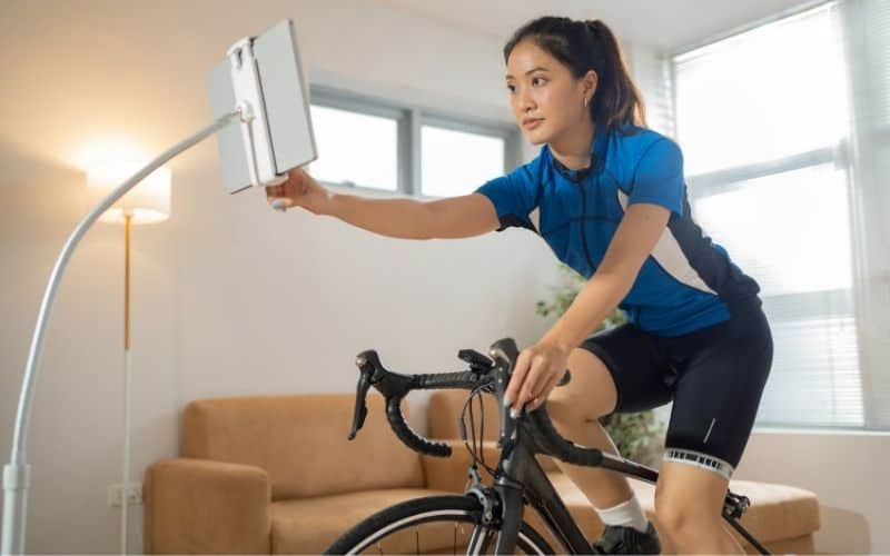 Indoor cyclist on a smart trainer