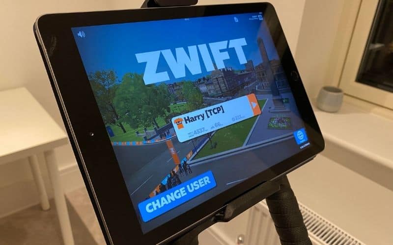 iPad running Zwift