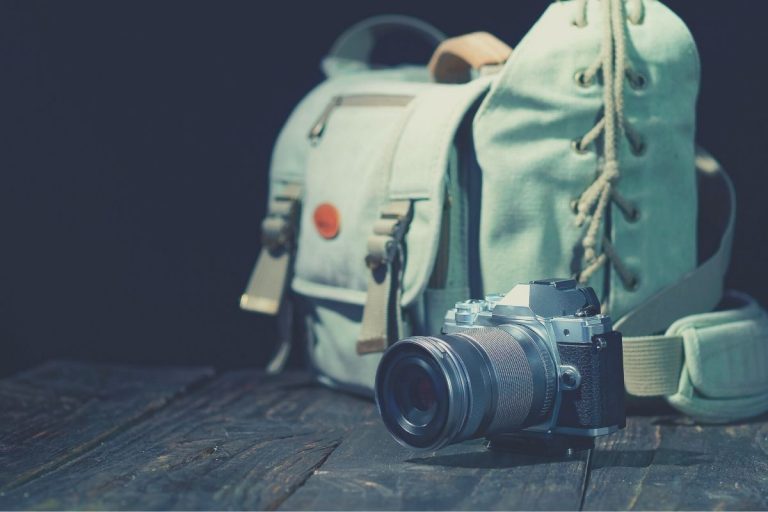 Bike Camera Bag with a camera