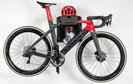 Wall mount system with Trek bike and cycling gear