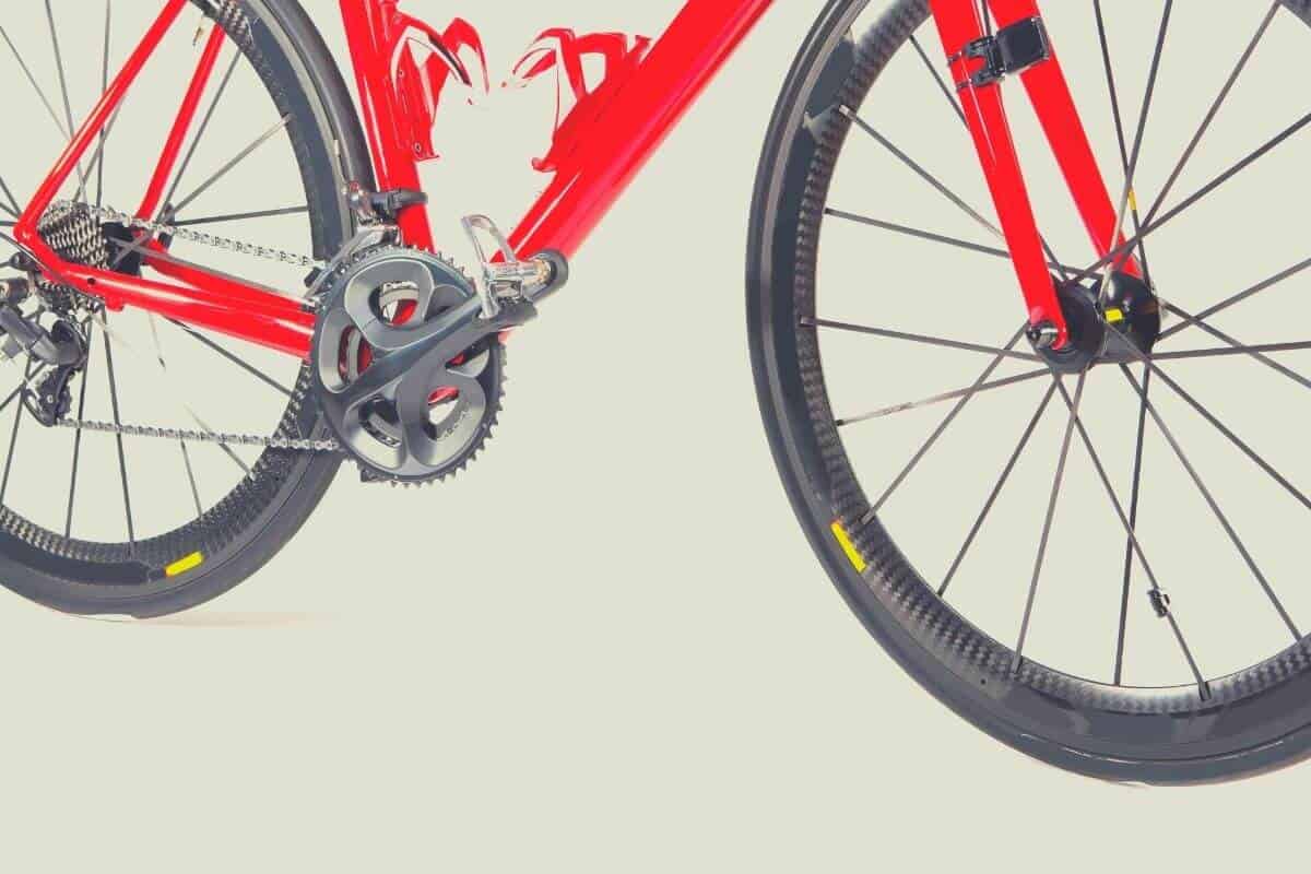 Red road bike with chains