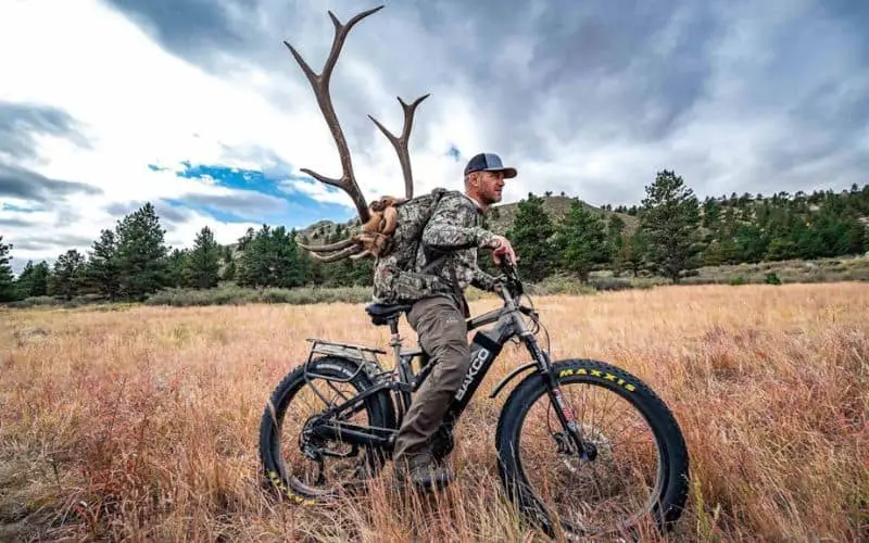 Man on electric mountain bike