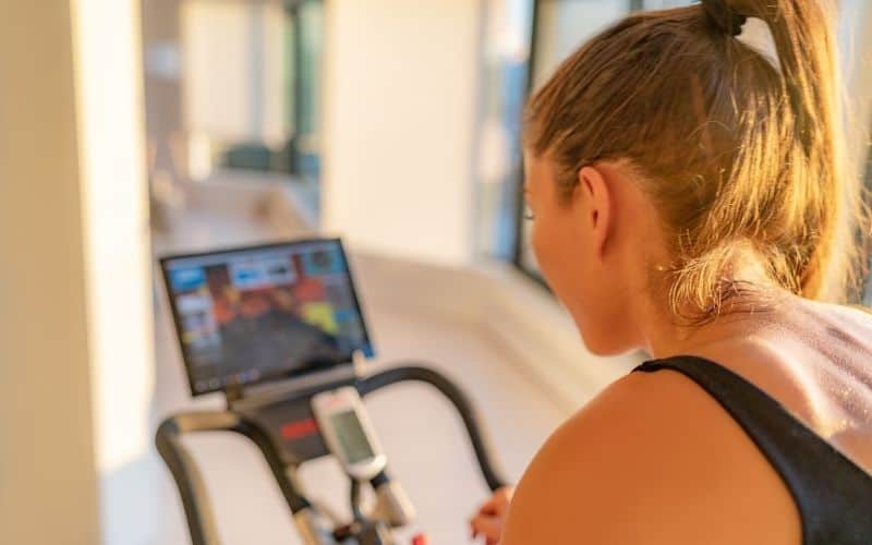 Indoor bike rider on Zwift
