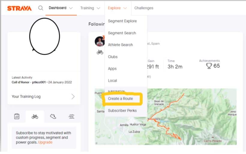 Strava Create A Route option