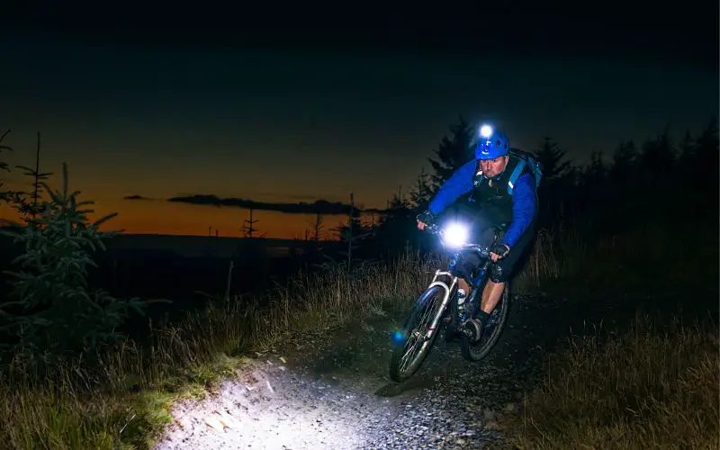 Night ride with mountain bike headlight