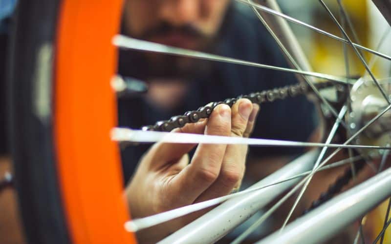 Checking the bike chain