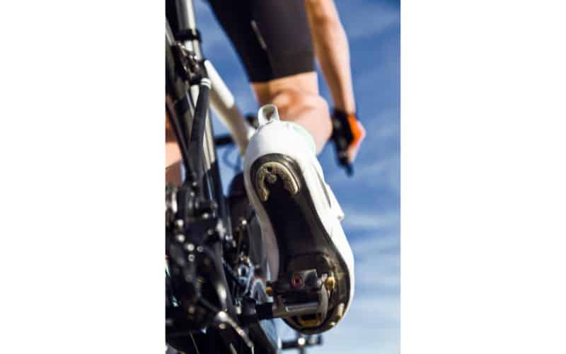 Cyclist foot close up