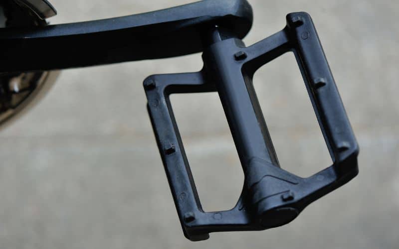 Black bike pedal close up