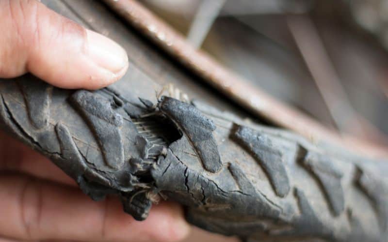 Damaged bike tire