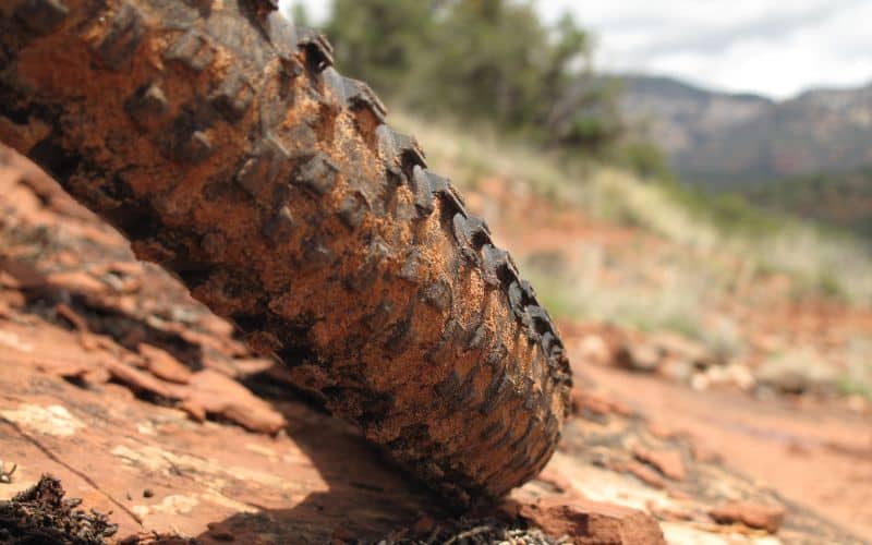 Sandy mountain bike tire