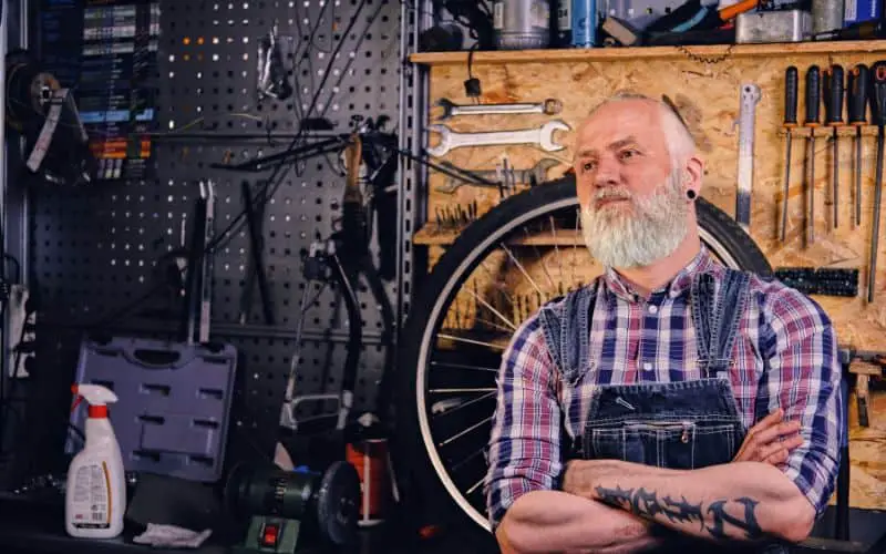 Bike mechanic in workshop