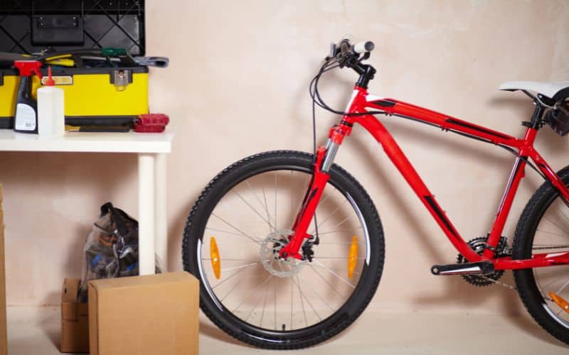 Mountain bike in garage