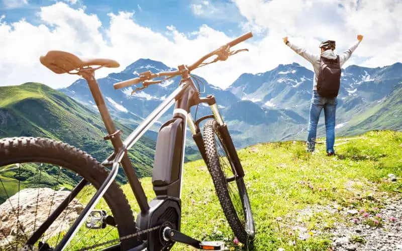 Top of the hill with a electric bike