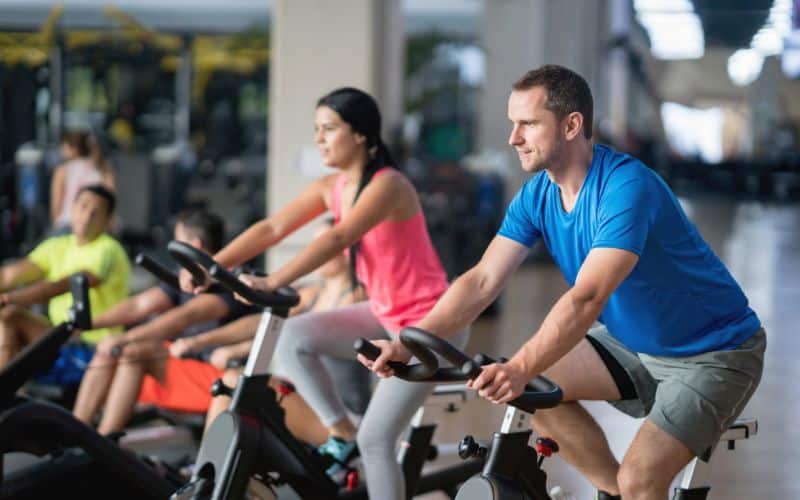 Indoor cycling at the gym