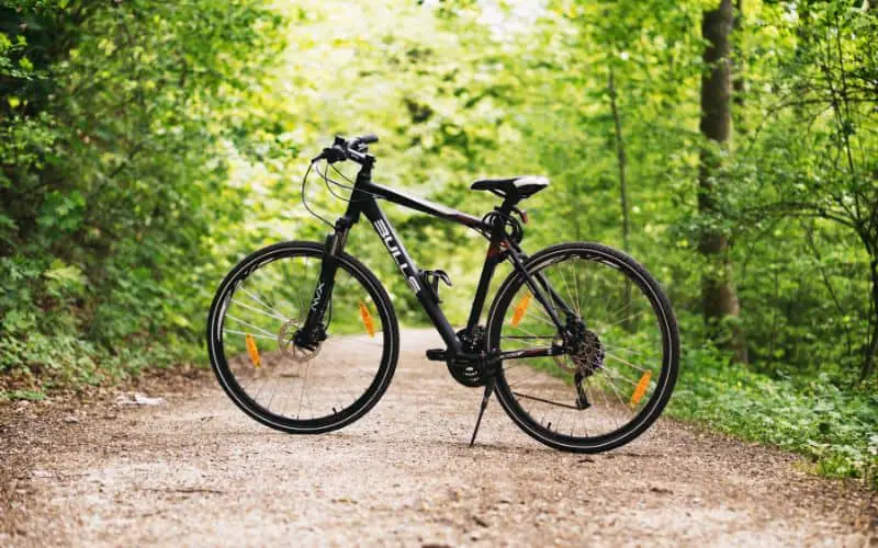 Hybrid bike on a trail