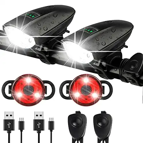 Favorbrite Bike Lights Set with Horn